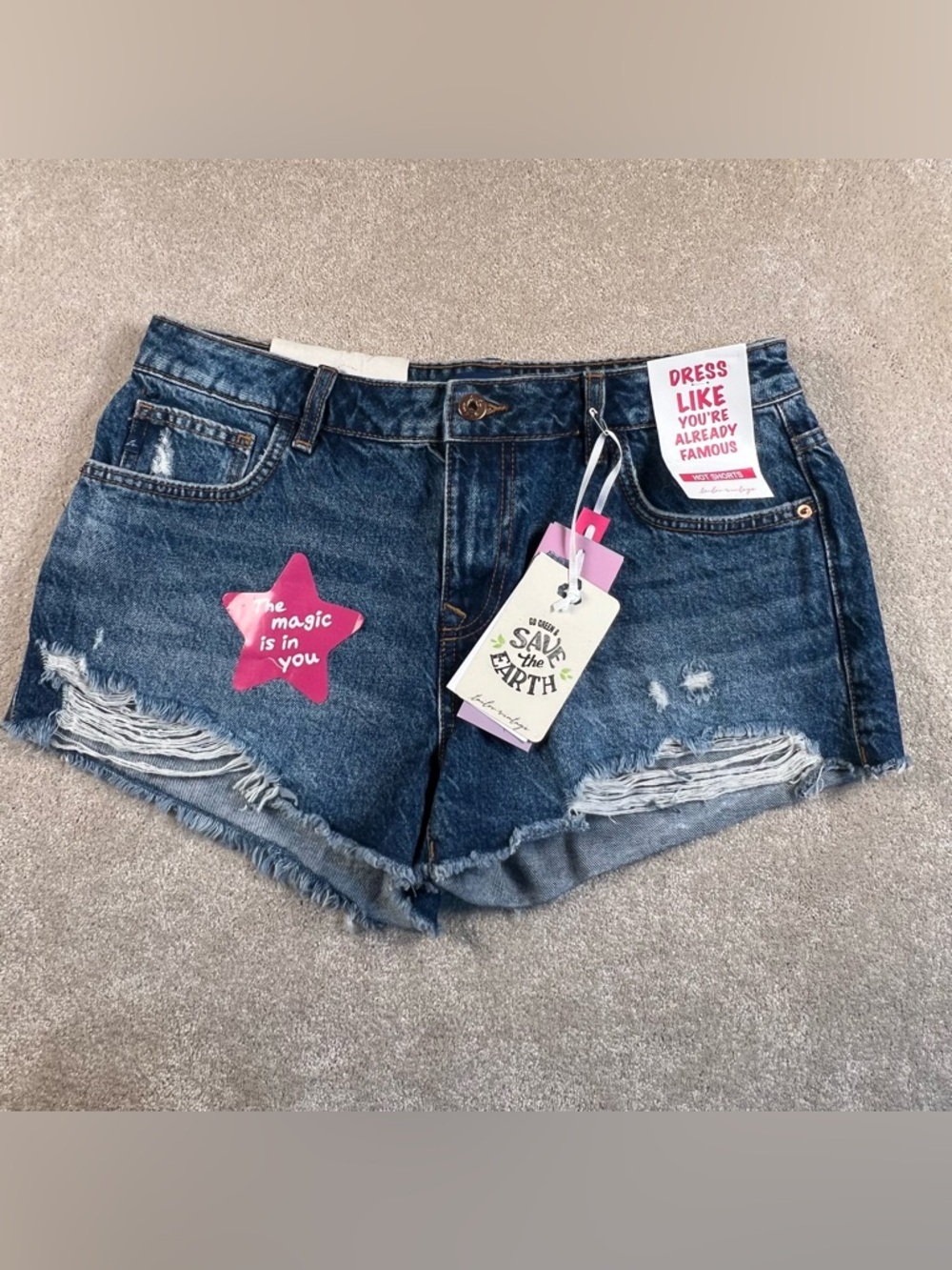 Tailor Vintage Denim Hot Shorts Blue Jean Cut Off Distressed NWT Cotton size 11